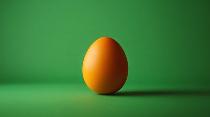 Single Orange Easter Egg on Green Background Minimalist Photography Studio Shot Simple Elegant Design Perfect for Spring Holiday Cards Invitations or 