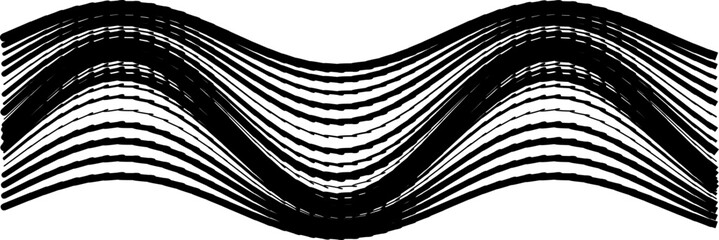 Parallel wavy lines forming a flowing ribbon-like abstract pattern with curving motion.