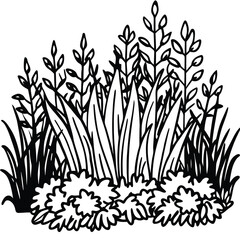 Overgrown Thickets Vector, Dense Brushwood Greenery, Ecology Landscape Forest Illustration

