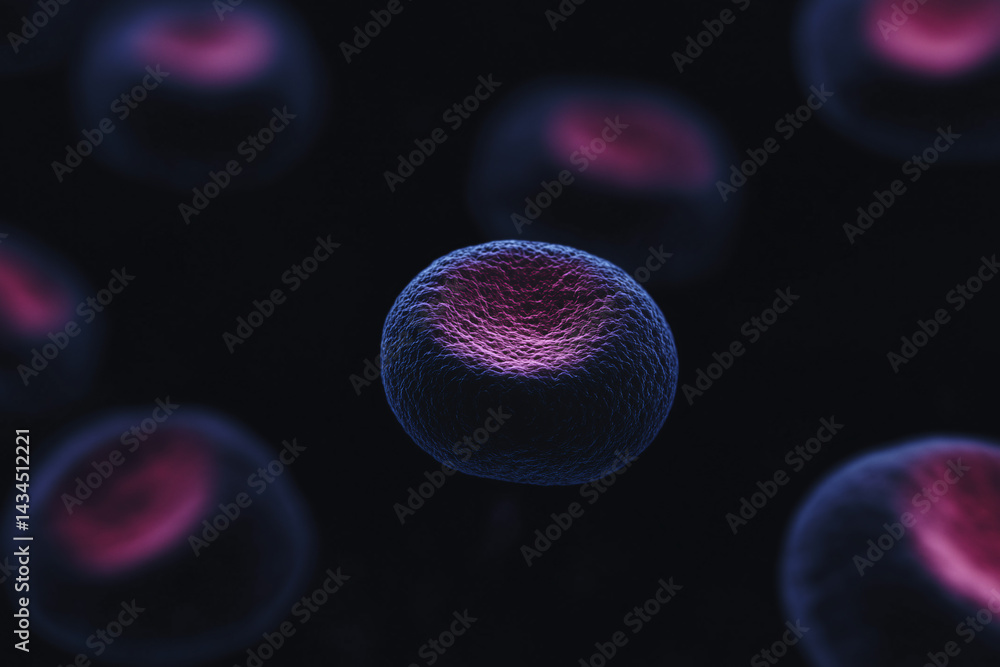 Aufkleber cellular symphony: an exquisite close-up view of intricate cells floating in a dark void, showcasing