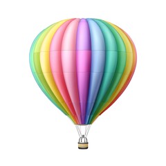 Naklejka premium A vibrant hot air balloon floats gracefully in the sky, showcasing a beautiful blend of pastel colors. Perfect for capturing the spirit of adventure and exploration.