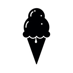 Ice Cream Cone Black Vector Silhouette