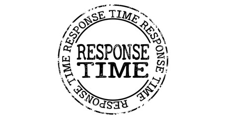 Obraz premium Black and White Stamped Response Time Text in a Circular Design
