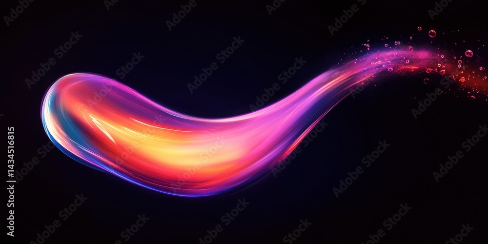 Fototapete color swirls curve with glowing drop, soft background