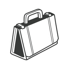 Black Briefcase Silhouette with Handle and Secure Lock, Professional Business Symbol, Minimalist Work Bag Black Briefcase Silhouette Design. 