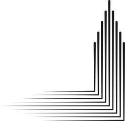 Parallel lines forming straight angles with triangular ends, creating a pointed structure.