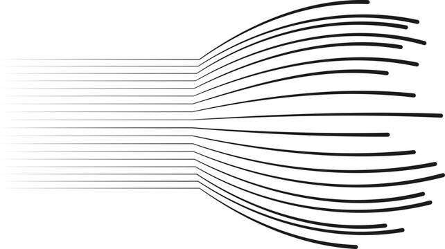 Inflated parallel lines radiating outward with irregular ends, forming a bold visual spread.