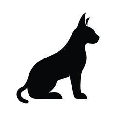 Black Cat Silhouette Sitting right side, Minimalist Profile Illustration, Elegant Feline Shape, Mysterious Pet Symbol, Isolated Animal Outline, Classic Simple Cat Silhouette Graphic Design