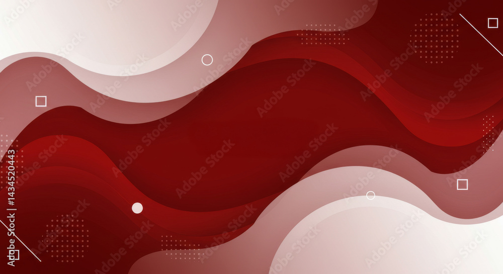 Poster abstract red and white wave background - elegant abstract background with flowing red and white wave