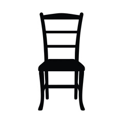 Black Chair Silhouette with Straight Backrest and Flat Seat, Simple and Minimalist Furniture Design, Basic Wooden Structure Black Chair Silhouette. 