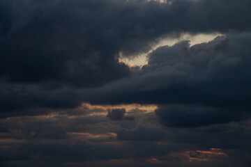 Dramatic clouds over the horizon during twilight hours