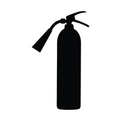 Black Fire Extinguisher Silhouette with Nozzle and Handle, Safety Equipment, Emergency Fire Control, Fire Prevention, Industrial and Home Protection, Essential Disaster Preparedness