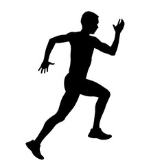 Silhouette of Male Runner Sprinting Outdoors in Sportswear – Summer Fitness, Weight Loss Motivation, Athletic Strength, Trail Running Concept, Health and Endurance Symbol

