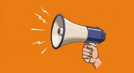 Announcing Important News - A hand holding a megaphone, announcing an important message. Perfect for marketing, communication, and announcement concepts