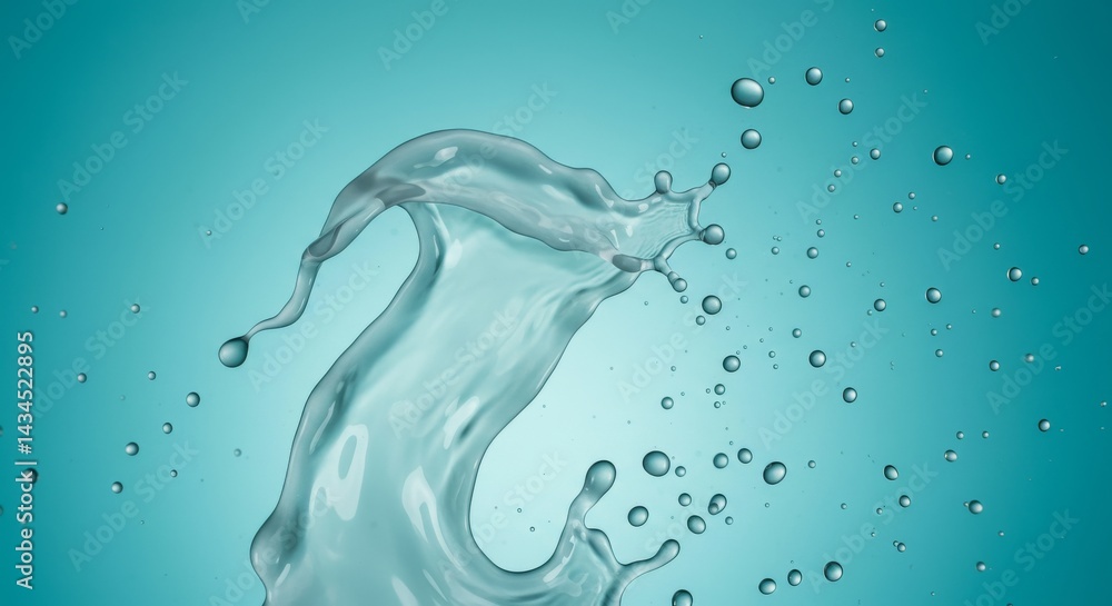 Poster aqua splash: dynamic water motion - close-up of a dynamic water splash, showcasing the texture and m