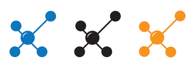 atom icon vector. chemical action sign. molecule icon vector. physics icon symbol. quantum physics. colorful atom icon. molecular particles sign. vector illustration on transparent background. 