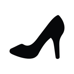 Black High Heeled Shoe Silhouette with Pointed Toe and Stiletto Heel, Elegant Footwear Icon, Fashion Statement, Minimalist Black High Heeled Shoe Silhouette Design