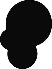 Three black circles of varying sizes with rounded edges fused into a single, abstract ink blot.
