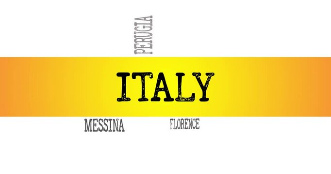 Italy Word Cloud Featuring Cities on Gradient Orange Background