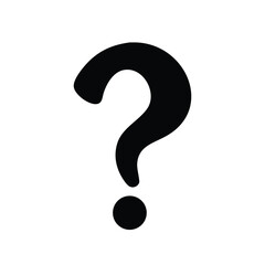 Bold Black Question Mark on White Background, Symbol of Inquiry, Curiosity, and Uncertainty, Thought-Provoking Minimalist Illustration, Knowledge Concept Black Question Mark silhouette.