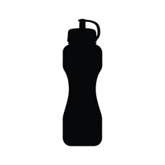 Silhouette of a Curved Water Bottle with Strap and Cap, Sleek Minimalist Design, Hydration and Fitness Concept, Dark Background, Sports Gear, Outdoor Essentials, Portable Flask
