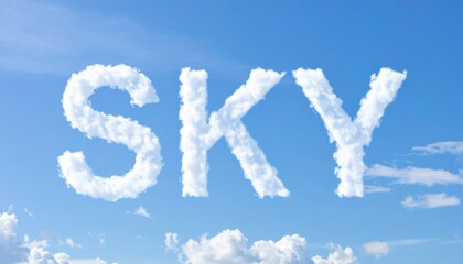 Clouds Forming The Word Sky Against Blue Background
