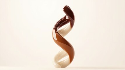 Swirling chocolate dessert on white background, studio shot, food photography, recipe illustration