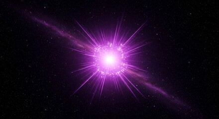Fototapeta premium Cosmic Purple Explosion - Vibrant purple stellar explosion in deep space, radiating light and energy. Perfect for science fiction, fantasy, or cosmic themes