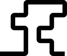 Fototapeta premium Thick black lines create irregular squared wave-like designs with rounded corners.