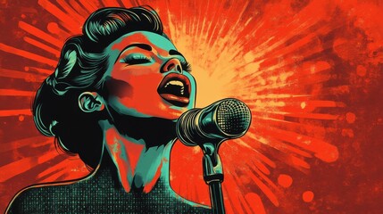 Loud voice woman retro comic speech banner