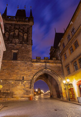 Lesser Town Bridge Tower in Prague Czech Republic at Night