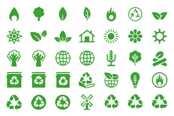 eco icons set, Vector illustration Ecology icons set. Nature, environment, recycle flat icon. 
