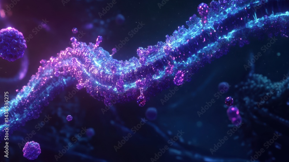 Aufkleber abstract colorful background with glowing particles and organic structures