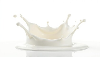 Isolated crown of milk splash, pristine white background , smooth, drink, texture
