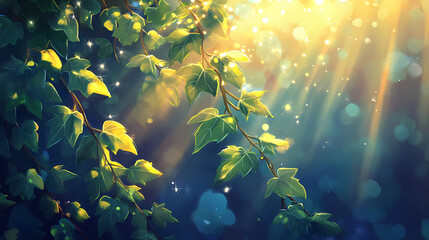 Dynamic lens effects with vibrant overlays and radiant sun rays. Stellar Ivy. Illustration