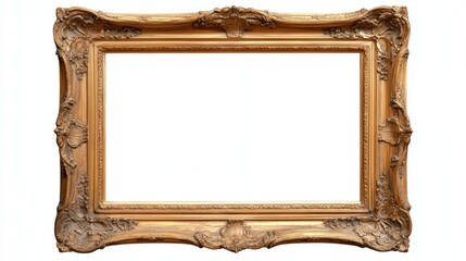 Ornate Gold Picture Frame Against White Background (1)