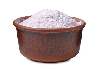 Superfood. Acerola powder in bowl isolated on white