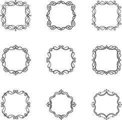 Nine Elegant Square and Round Ornate Frames for Design