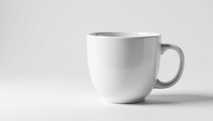 Obraz premium Large capacity white mug, slight shadow, pure white backdrop , background, stock photo