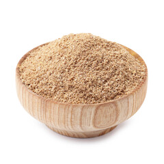 Superfood. Coriander powder in bowl isolated on white