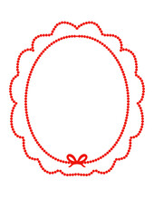 Fototapeta premium Dashed dot pearl coquette frame fit for coquette theme for invitation wedding engagement dinner valentine retro in Red