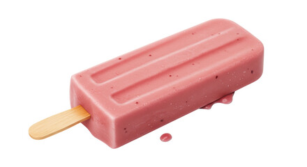 Isolated Strawberry Popsicle with Dripping Melted Ice