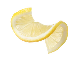 Slice of fresh ripe lemon isolated on white