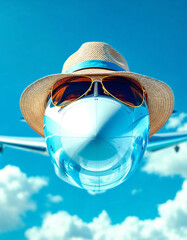 straw hat and sunglasses