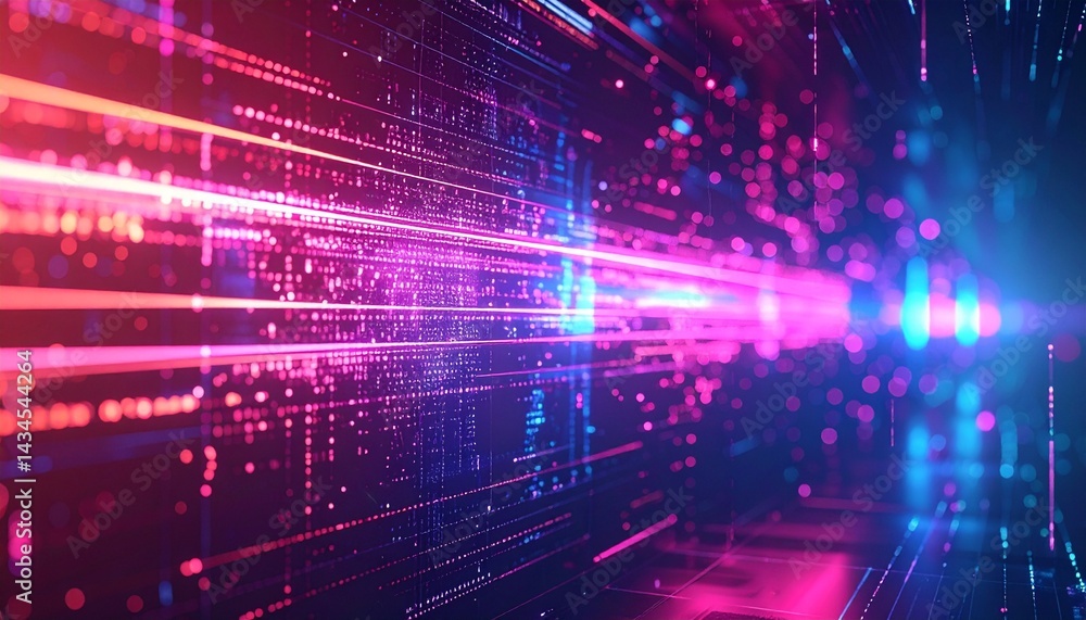Poster abstract futuristic digital data flow, symbolizing innovation and technological progress. the dynami