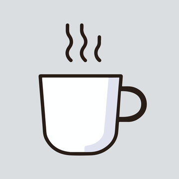 Simple Coffee cup with smoke over coffee, side view coffee cup and coffee smoke on cup like tea cups with ring handle.coffee cup vectori llustration with coffee mug. Tea and coffee cup vector eps