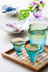 【日本酒】 冷やして涼を愉しむ日本酒のイメージです。