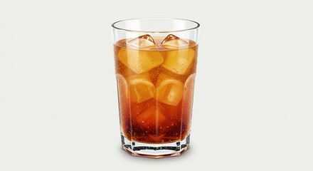 Long Island Iced Tea in Clear Glass With Ice Cubes Realistic Product Display for Ads Promotion on White Background