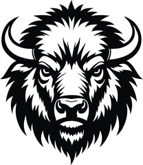 Obraz premium Bison vector head silhouette illustration