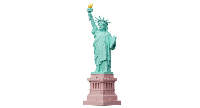 Isolated Miniature Statue of Liberty in Pastel Colors for Souvenir